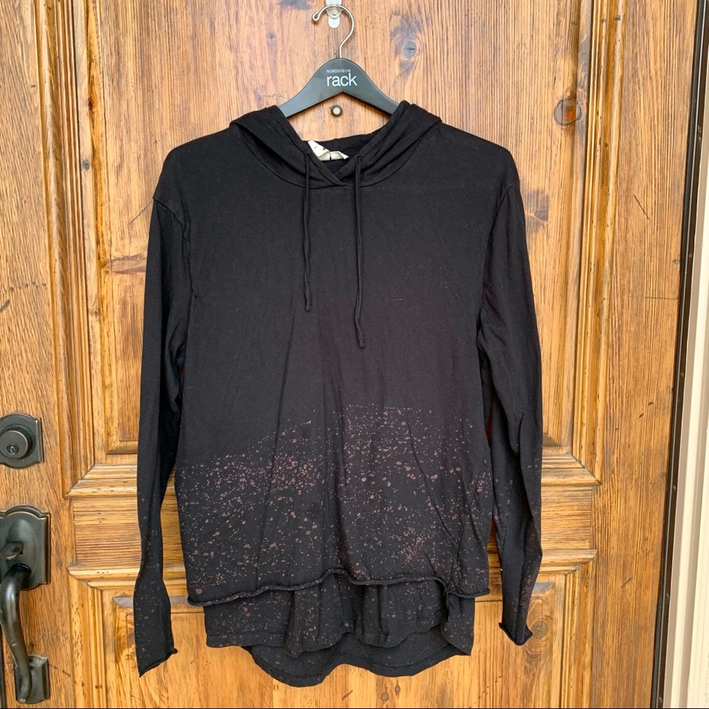 Urban Outfitters Black with Bleach Splatter - Layered Hoodie, Large